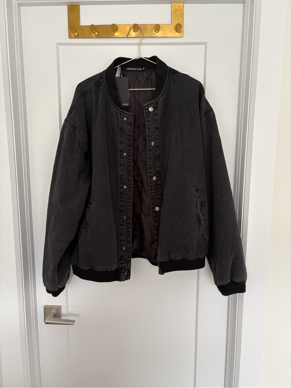 Oversized Black Bomber Jacket